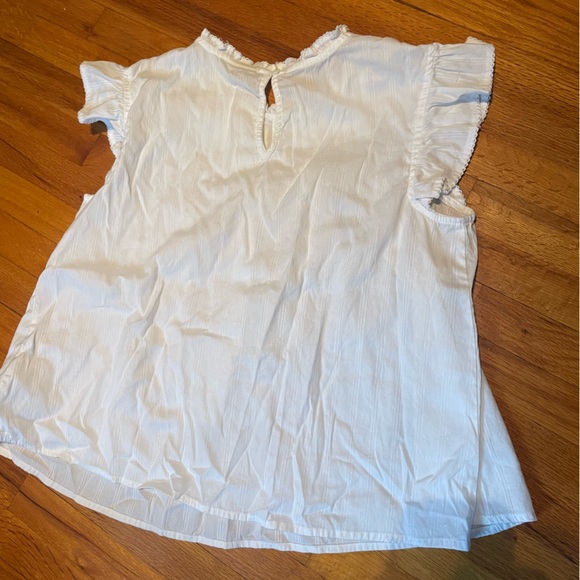 a.n.a White Peasant Feminine Flutter Sleeve Blouse Petite Large - Picture 2 of 6